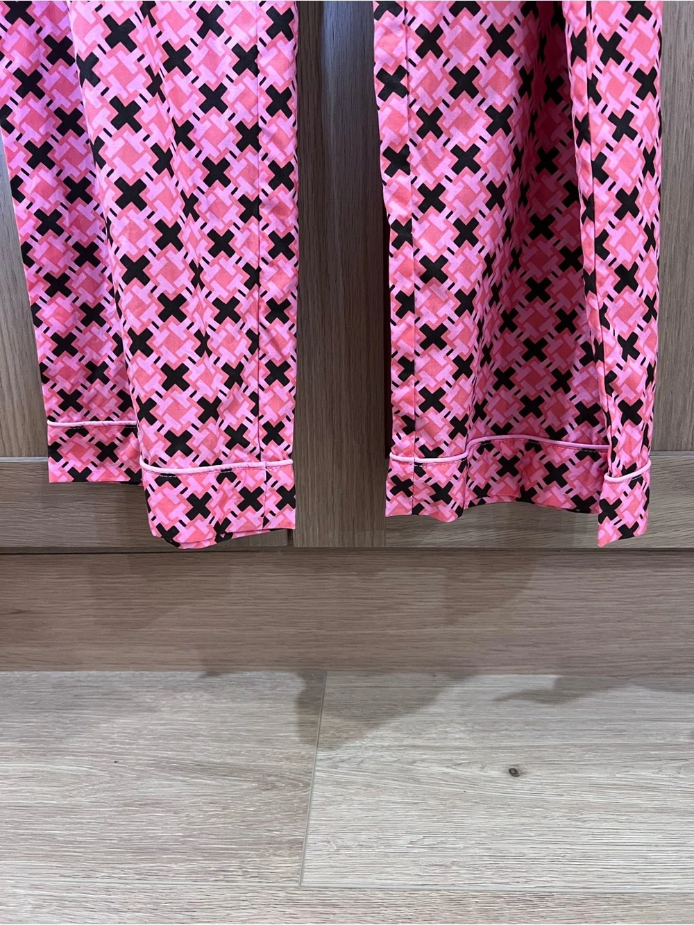 Tory Burch Pink and Black Geometric Pajama Set